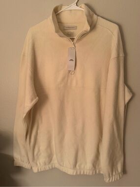 Urban Outfitters Standard Cloth Quarter-Zip Fleece Pullover - ivory Small NWT
